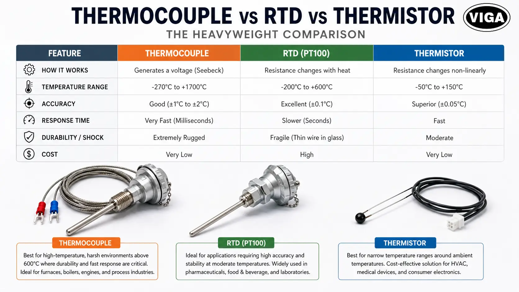 Thermocouple vs RTD vs Thermistor