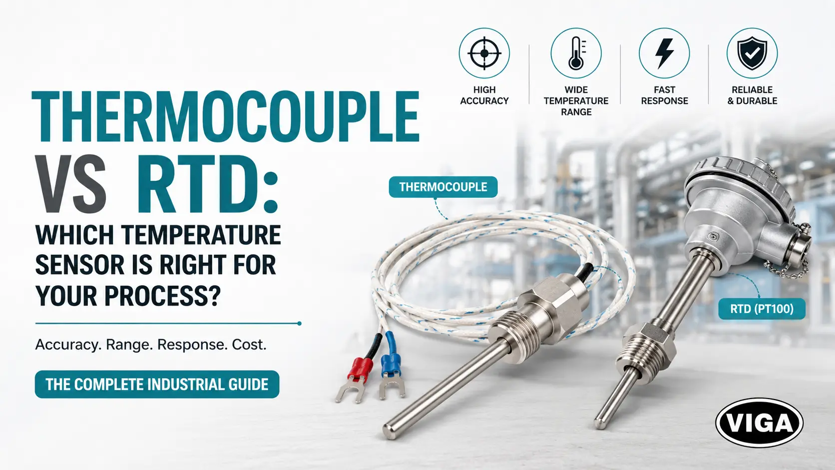 Thermocouple vs RTD PT100 industrial temperature sensor comparison